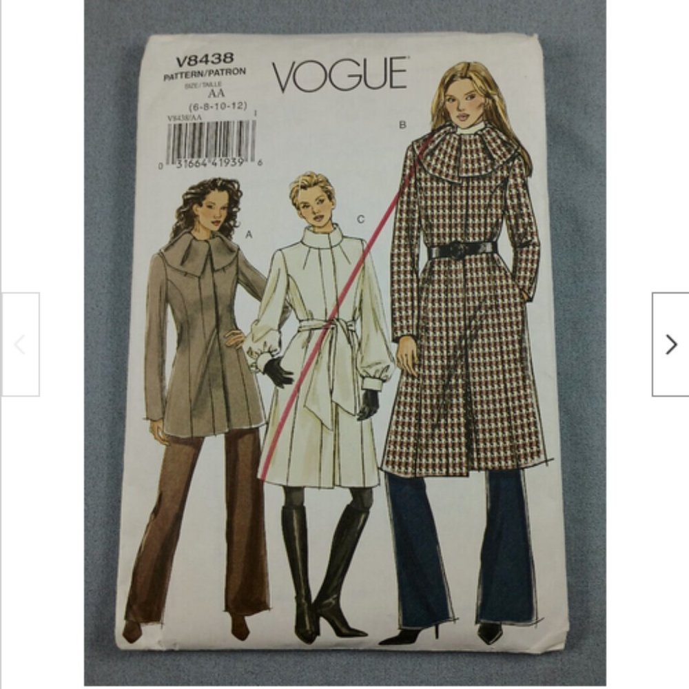 Vogue Pattern V8438 Princess Coat Sash Cuff Ruffled or Standing Collar Sz 6-12